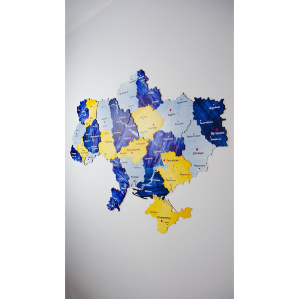 Фото - Пазлы (8+) PuzzleOk Карта Украины двухслойная деревянная, настенная голубовато-желтая (Арт-06011)