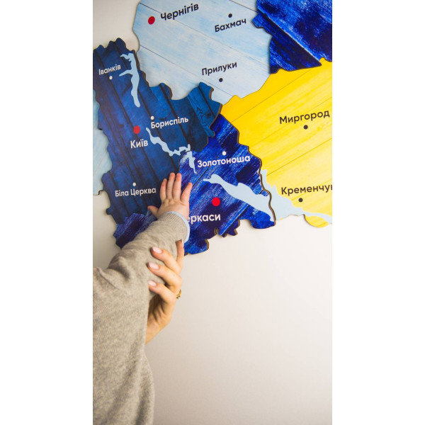 Фото - Пазлы (8+) PuzzleOk Карта Украины двухслойная деревянная, настенная голубовато-желтая (Арт-06011)