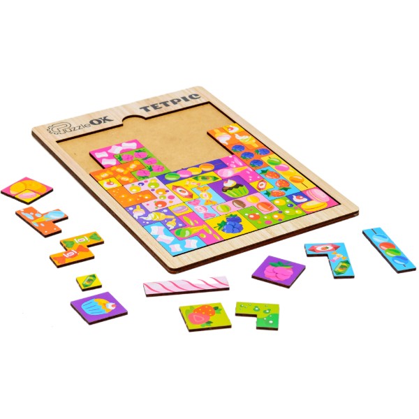 Фото - Головоломка PuzzleOk Развивающая деревянная игрушка "Тетрис Сладости" (Puz-22923)