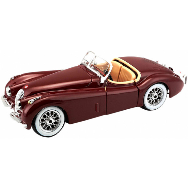 Фото - Коллекционная машинка 1:24 Bburago Jaguar XK 120 (1951) (ассорти вишневый, серебристый, темно-зеленый, 1:24) (18-22018)