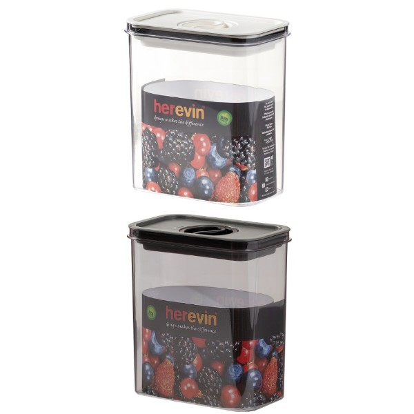 Фото - Емкость для хранения Herevin Canister-Vacuum Lid-White-Black 1.8 л (161184-000)