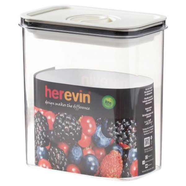 Фото - Ємність для зберігання Herevin Canister-Vacuum Lid-White-Black 1.8 л (161184-000)