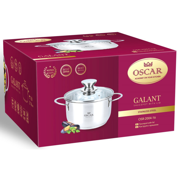 Фото - Каструля OSCAR GALANT 16 см з кришкою (OSR-2004-16)