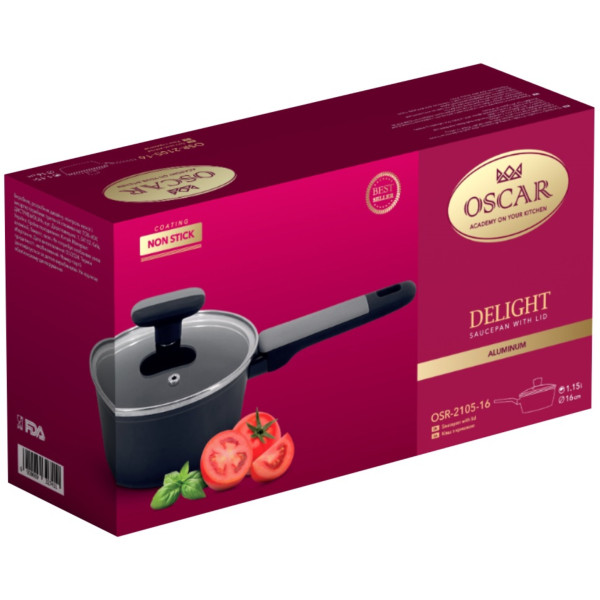 Фото - Ківш OSCAR Delight 16 см (1.15 л) з кришкою (OSR-2105-16)