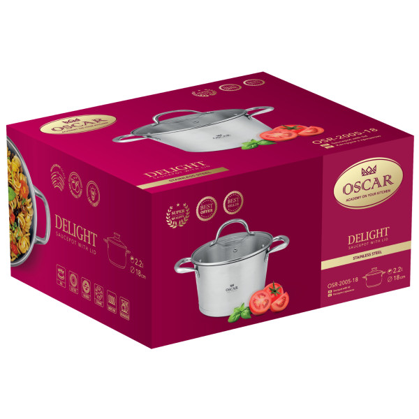 Фото - Каструля OSCAR Delight 18 см (2.2 л) з кришкою (OSR-2005-18)