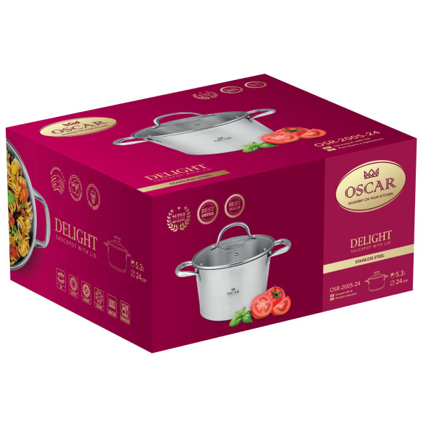Фото - Каструля OSCAR Delight 24 см (5.3 л) з кришкою (OSR-2005-24)