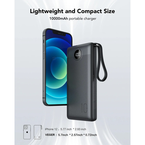 Фото - Батарея мобильная Veger C10 10000mAh Black (1283126526848)