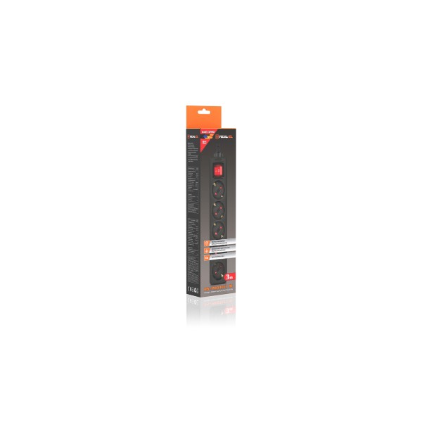 Фото - Мережевий фільтр REAL-EL RS-Protect M 10m Black (EL122300037)