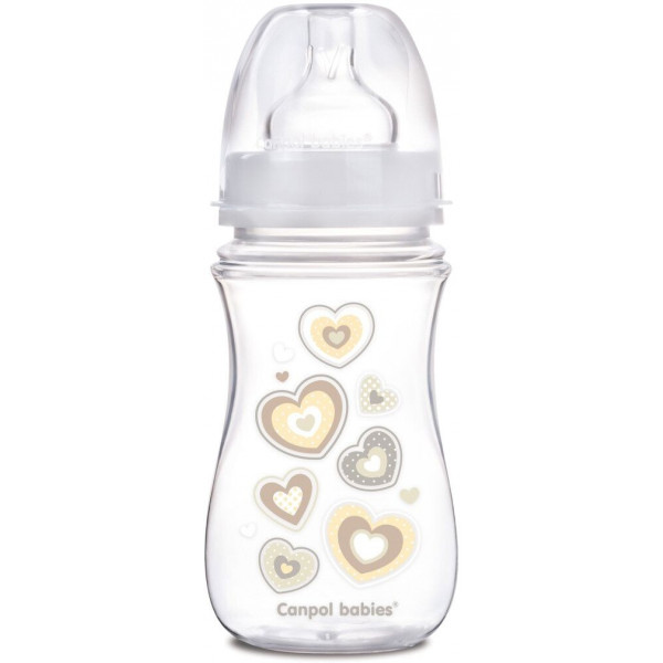 Фото - Пляшка для годування Canpol babies Антиколікова з широким горлом Easy Start Newborn Baby бежеві серця, 240 мл. (35/217_bei) Фото - Пляшка для годування Canpol babies Антиколікова з широким горлом Easy Start Newborn Baby бежеві серця, 240 мл. (35/217_bei)