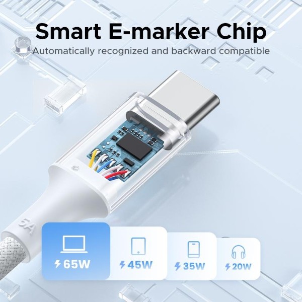 Фото - Кабель UGREEN L502 USB-C to USB-C PD 100W 5A 2m White (35221)