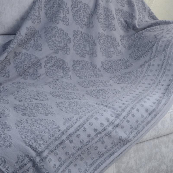 Фото - Покрывало двуспальное GM Textile махровое жаккардовое серое 200х220