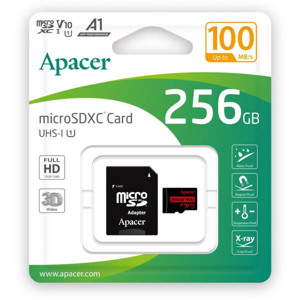 Фото - Карта памяти Apacer MicroSDHC 256GB UHS-I Class 10 + SD adapter (AP256GMCSX10UB-R)