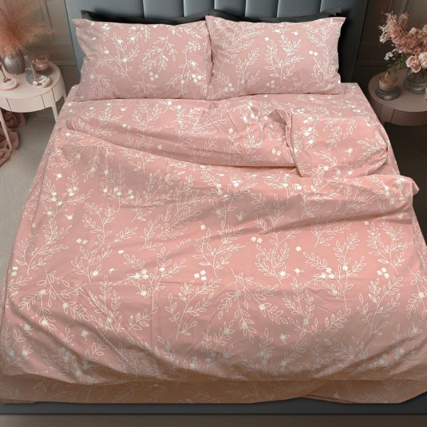 Фото - Комплект постельного белья Zastelli Белые цветы 09-42/20-1718 Pink 175х210 Персиковый (21413)