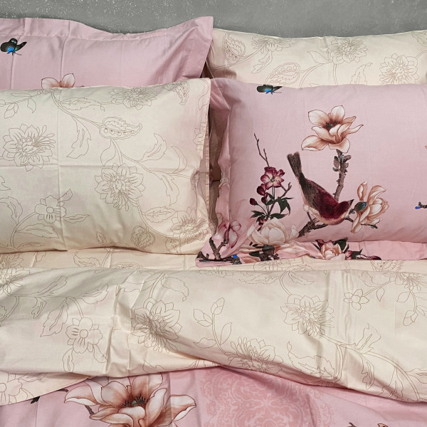 Фото - Комплект постельного белья Word of Dream дизайнерский 3236А/8190В Премиум сатин 2х150х215см персиковый (20019)