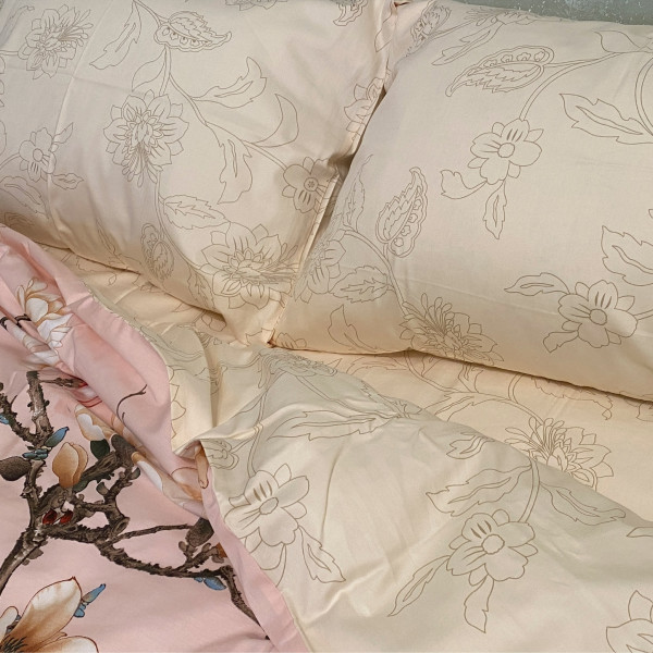 Фото - Комплект постельного белья Word of Dream дизайнерский 3236А/8190В Премиум сатин 2х150х215см персиковый (20019)