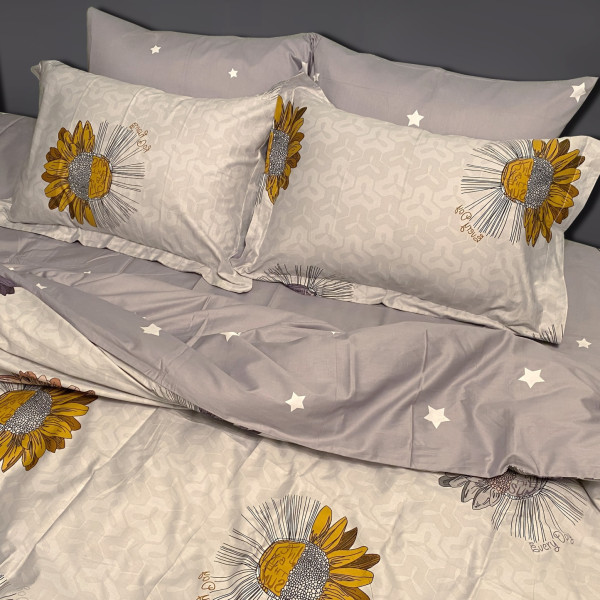 Фото - Комплект постільної білизни Word of Dream дизайнерський 1191А/1192В Премiум сатин 2х150х215см сірий (20023)