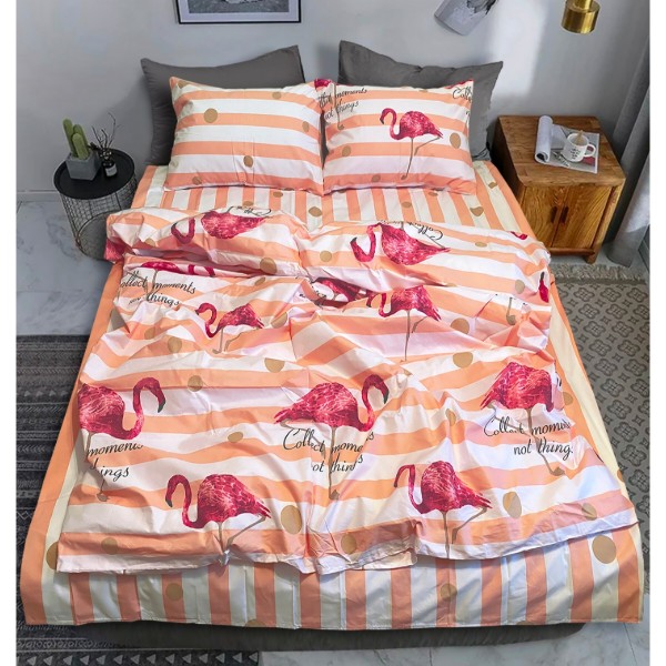 Фото - Комплект постільної білизни Zastelli Flamingo бязь 200х220 см рожевий (18219)