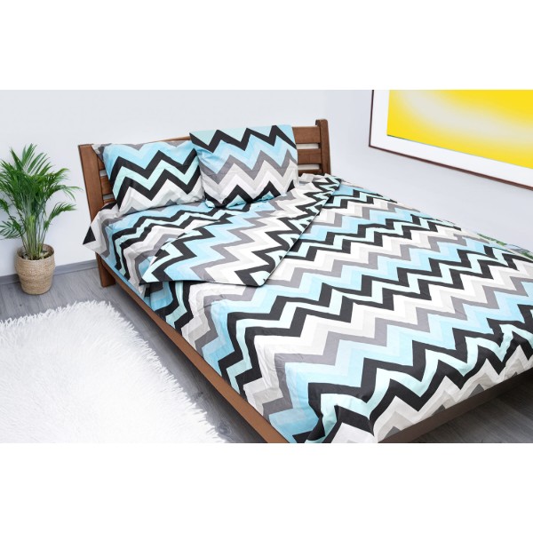 Фото - Комплект постільної білизни Zastelli ZIGZAG Блакитний бязь 200х220 см різнокольоровий (19966)