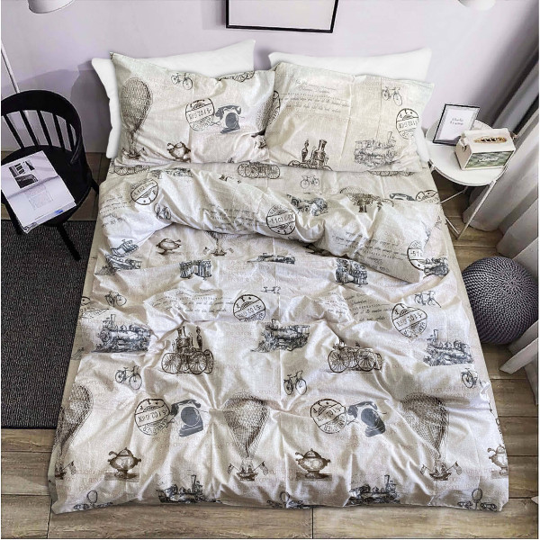 Фото - Комплект постільної білизни Zastelli 4284 Транспорт бязь 200х220 см бежевий (19395)