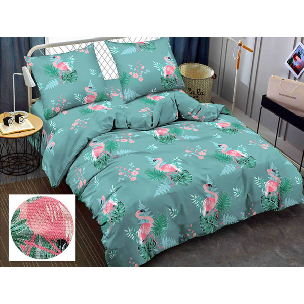 Фото - Комплект постільної білизни Zastelli Фламінго JH9115-6 жатка 200х220 см зелена (20583)