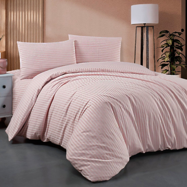 Фото - Комплект постільної білизни Zastelli Pink Stripe сатин Полікотон 200х220 см рожевий (21709)