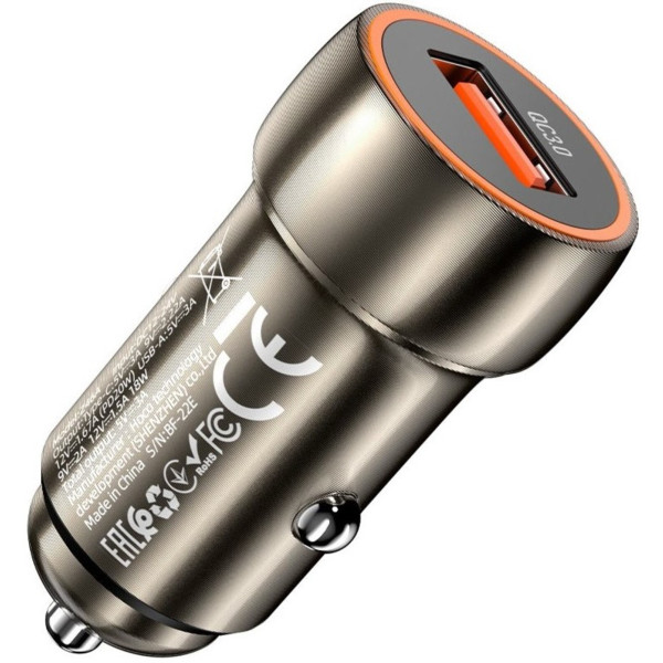 Фото - Автомобільний зарядний пристрій HOCO Z46 QC3.0 18W Metal Gray (6931474770271)