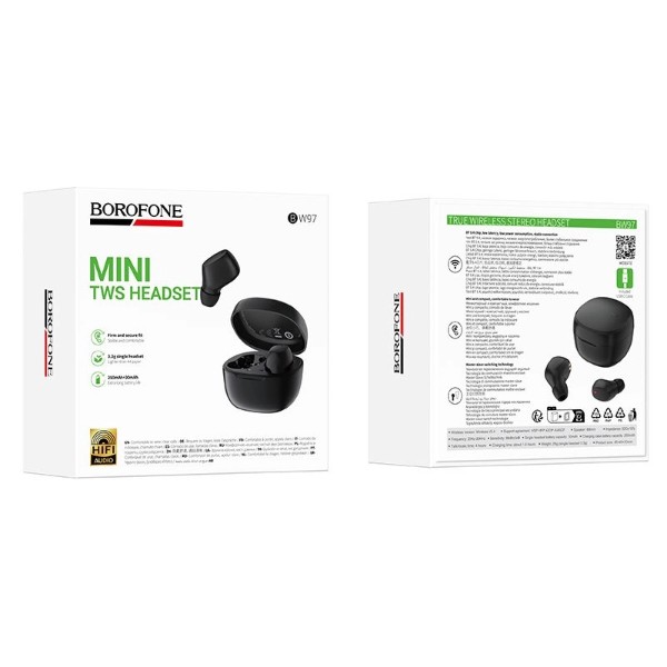 Фото - Навушники вкладиші бездротові TWS BOROFONE BW97 Clear Black (6941991125591)