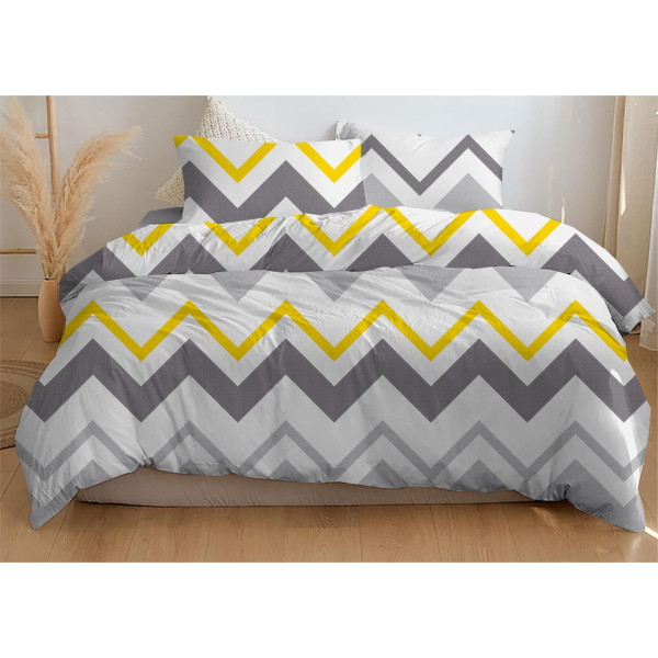 Фото - Комплект постільної білизни Zastelli ZIGZAG жовто-сірий бязь 175х210 (22599)