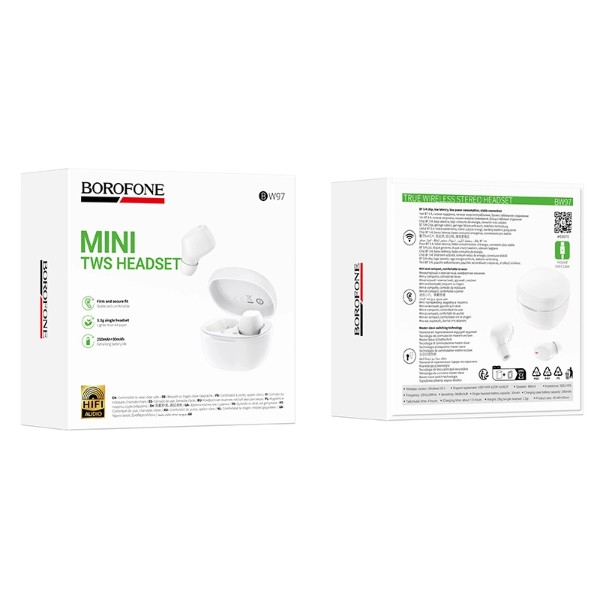 Фото - Навушники вкладиші бездротові TWS BOROFONE BW97 Clear White (6941991125607)