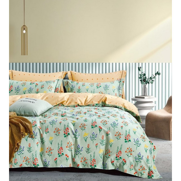 Фото - Комплект постільної білизни Word of Dream дизайнерський ВХ723 Премiум сатин 2х150х215см зелена (20024)