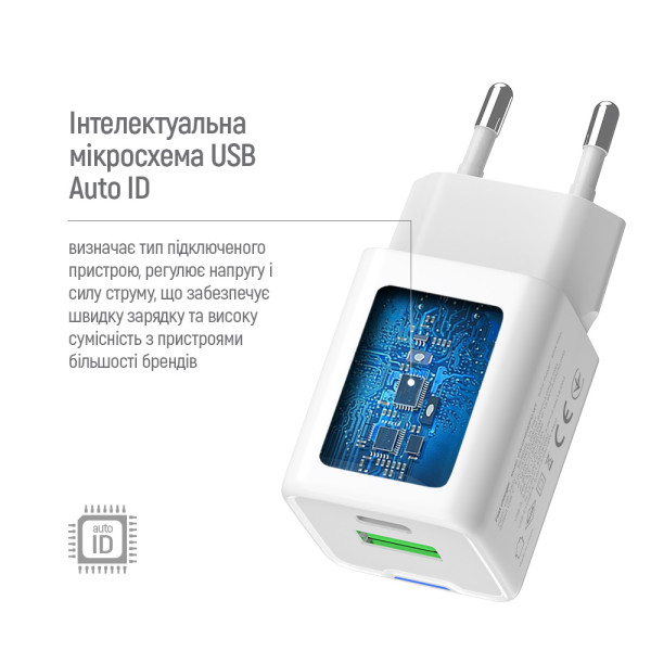 Фото - Мережевий зарядний пристрій Colorway GaN Mini 20W PD Port PPS USB (Type-C PD + USB QC4.0) cable Type-C (CW-CHS062PDC-WT)