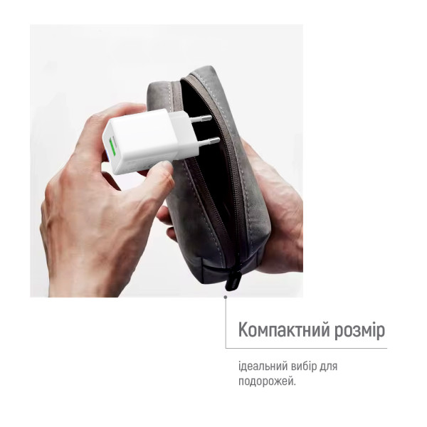 Фото - Мережевий зарядний пристрій Colorway GaN Mini 20W PD Port PPS USB (Type-C PD + USB QC4.0) cable Type-C (CW-CHS062PDC-WT)