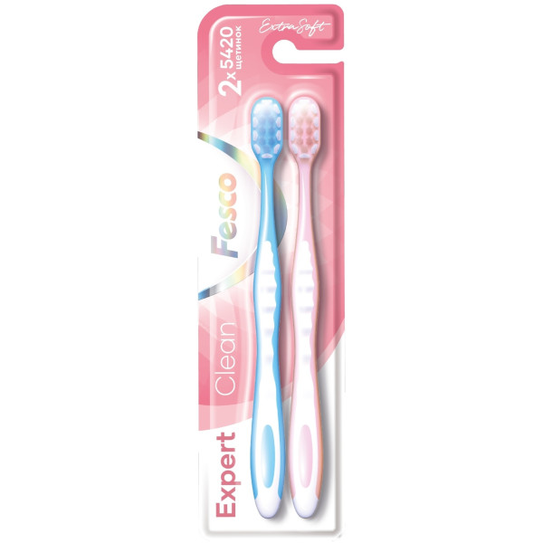 Фото - Зубна щітка Fesco Expert Clean 2 шт. рожева, блакитна (4820204702311)