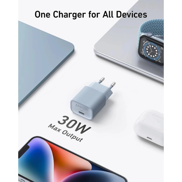 Фото - Мережевий зарядний пристрій Anker PowerPort 511 Nano IV - 30W USB-C White (A2337G21)