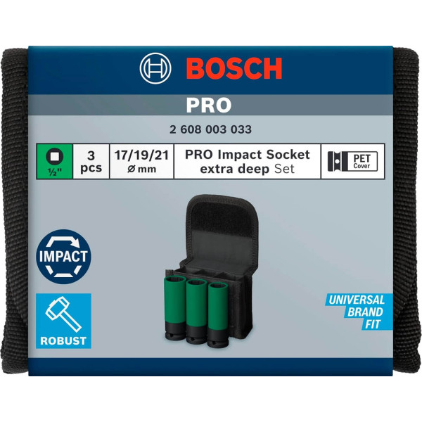 Фото - Набір торцевих голівок Bosch Professional Extra Deep 1/2" 85 мм 3 шт. (2.608.003.033)