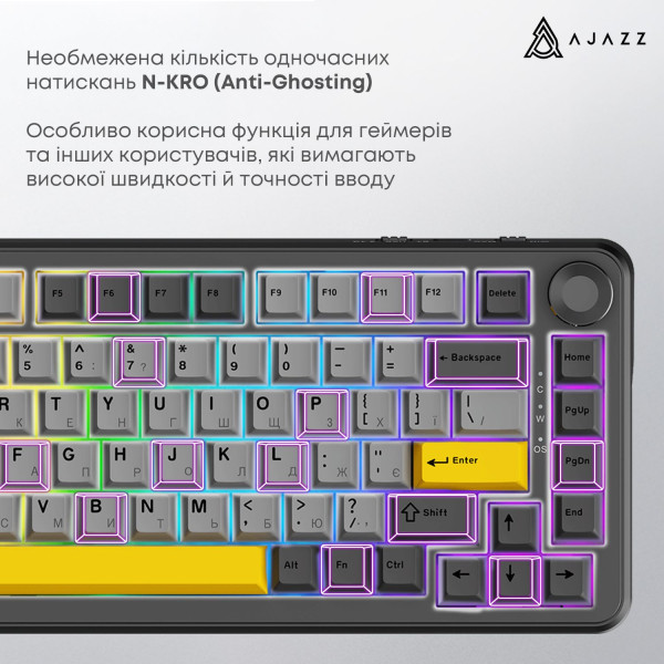 Фото - Клавиатура проводная игровая Ajazz AK820 MAX Magnetic switches (AK820MAX-WM-BGY)