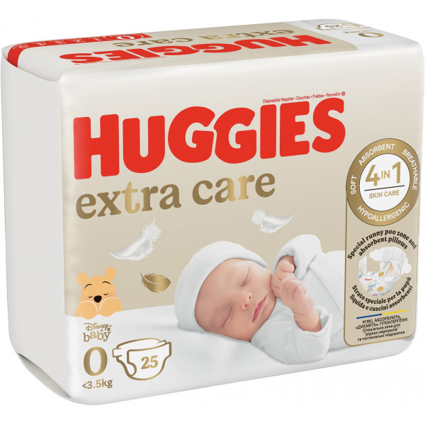 Фото - Одноразові підгузки Huggies Extra Care Розмір 0 (< 3,5 кг), 25 шт. (5029053548647)