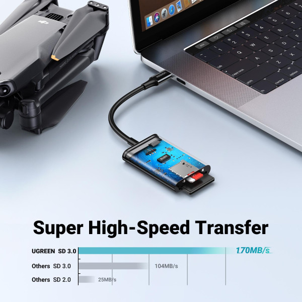 Фото - Кардрідер UGREEN CM265 USB-C 3.1 Card Reader for TF/SD White (35506)