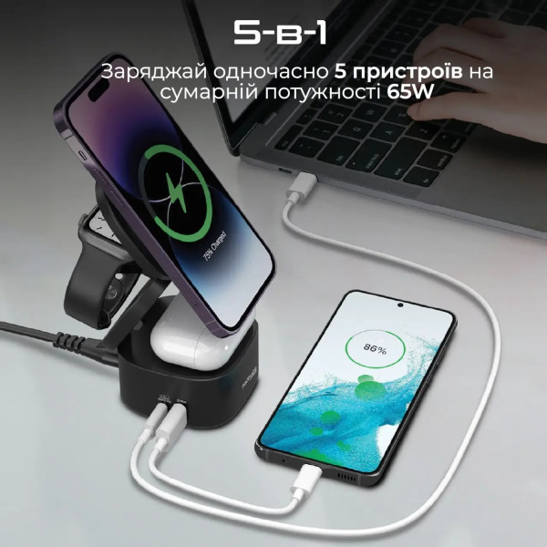 Фото - Бездротовий зарядний пристрій Promate rubix-65w.black