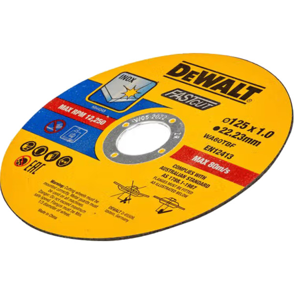Фото - Круг відрізний по металу DeWALT HIGH PERFORMANCE 125x1.0x22,23 мм 10 шт. (DT43972)