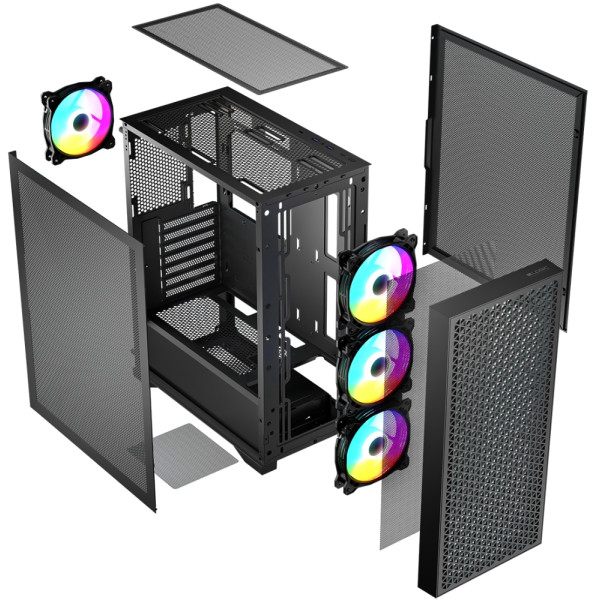 Фото - Корпус Logic Concept DART PRO ARGB MIDI BLACK MESH fans 4x120mm без БЖ (AT-DART-PRO-ARGB-10)