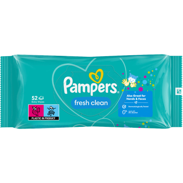 Фото - Вологі серветки для немовлят Pampers Fresh Clean, 52 шт. (80778356)
