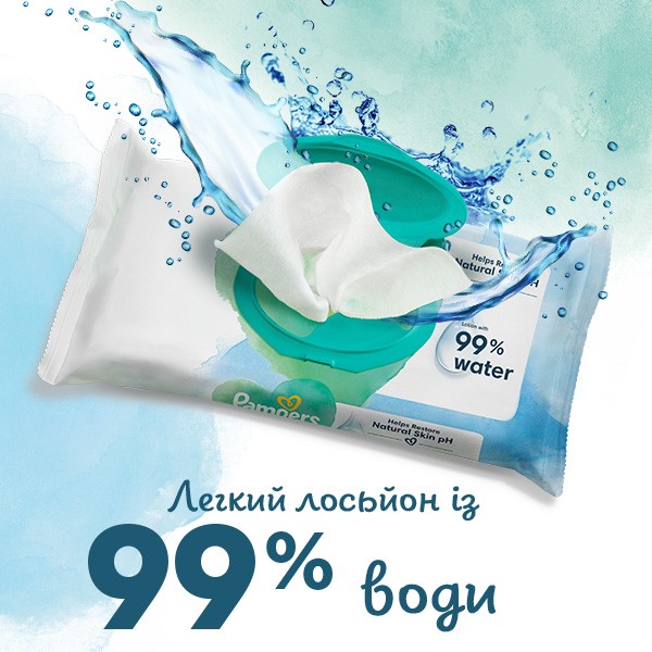 Фото - Вологі серветки для немовлят Pampers Harmonie Aqua, 144 шт. (3*48 шт) (80816903)