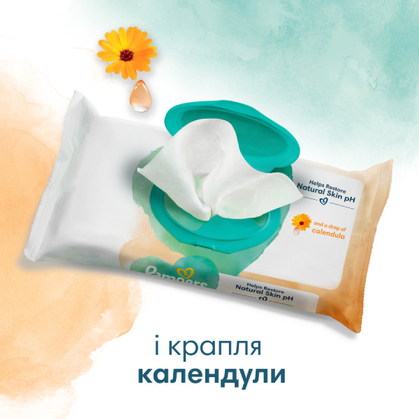 Фото - Вологі серветки для немовлят Pampers Harmonie Protect&Care з календулою, 176 шт. (4*44 шт) (80814644)