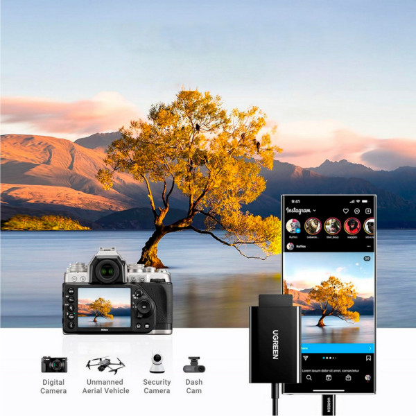 Фото - Кардрідер UGREEN CM265 USB-C 3.1 Card Reader for TF/SD Black (35622)