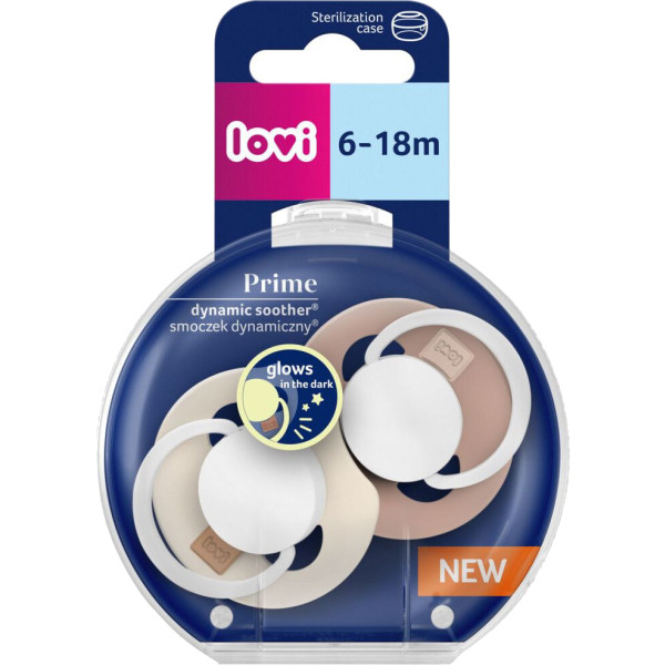 Фото - Ортодонтична пустушка Lovi Prime 6-18 міс. 2 шт. Ivory Glow/Blush Glow (34/437)