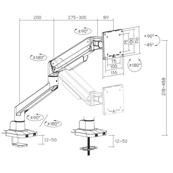 Фото - Крепление настольное OfficePro MA601G 17-40" 2-12 кг Gray