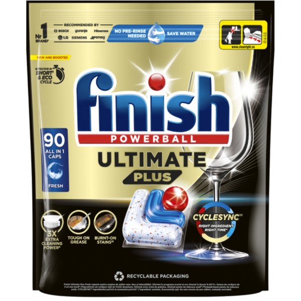 Фото - Таблетка для посудомийної машини Finish Ultimate Plus All in 1 з Свіжим ароматом 90 таблеток