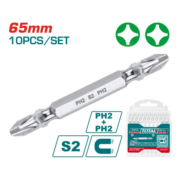 Фото - Біта для викрутки Total PH2+PH2 65 мм 10 шт. (TAC16PH233)