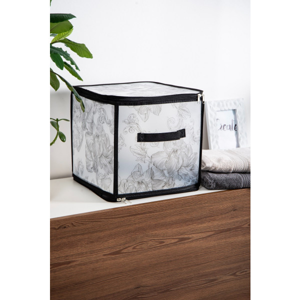 Фото - Короб для зберігання Idea Home DB-22 квад. з/кр з/блиск Anthracite Flowers